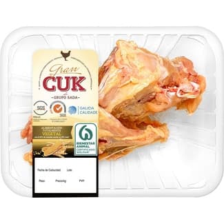 Carcasas de pollo certificado criado con alimentación vegetal peso aproximado bandeja 450 g -