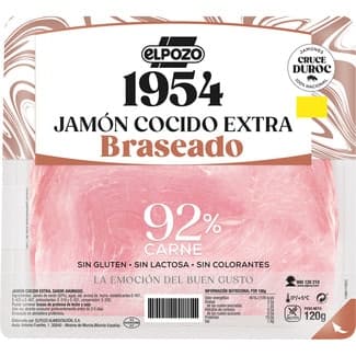 Edición 1954 jamón cocido extra braseado sabor ahumado raza Duroc en lonchas envase 120 g sin gluten sin lactosa -