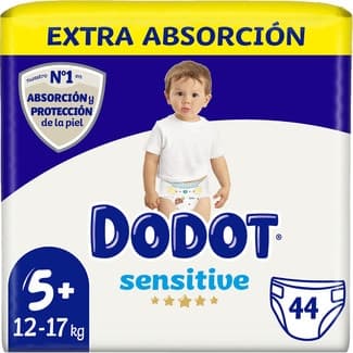 Sensitive pañales Extra Absorción de 12 a 17 kg talla 5+ bolsa 44 unidades -