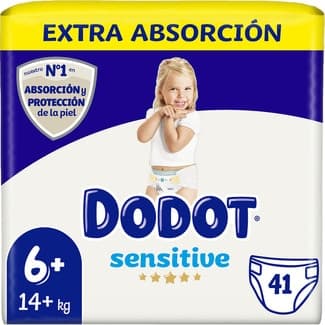 Sensitive pañales Extra Absorción de 14+ kg talla 6+ bolsa 41 unidades -