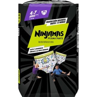 Calzoncillos de noche absorbentes para niños 4-7 años 17-30 kg bolsa 10 unidades -