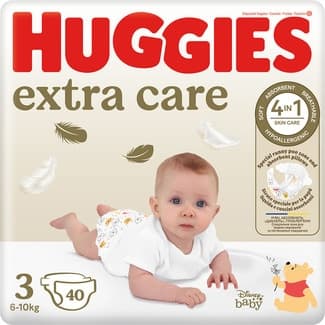 Pañales hipoalergénicos Extra Care con cuidado de la piel 4 en 1 talla 3 (6-10 kg) bolsa 40 unidades -