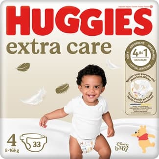 Pañales hipoalergénicos Extra Care con cuidado de la piel 4 en 1 talla 4 (8-16 kg) bolsa 33 unidades -