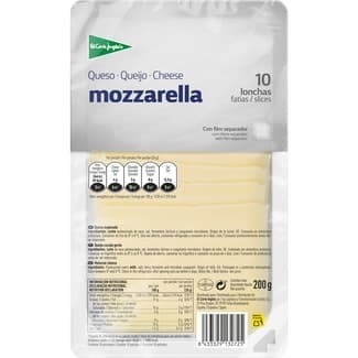 Queso mozzarella de vaca elaborado con leche pasteurizada en lonchas envase 200 g -