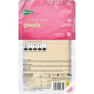 Queso gouda de vaca elaborado con leche pasteurizada en lonchas envase 200 g -