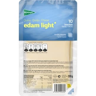 Queso edam de vaca light elaborado con leche pasteurizada en lonchas envase 200 g -