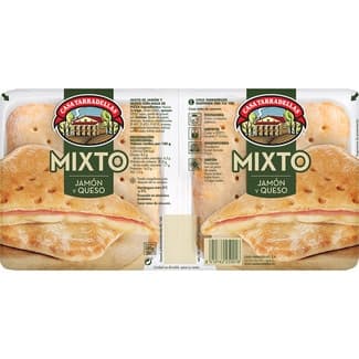 Sándwich mixto de jamón y queso con masa de pizza pack 2 x 120 g envase 240 g -