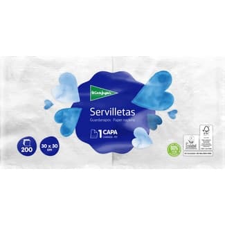Servilletas blancas 1 capa 30x30 cm paquete 200 unidades -