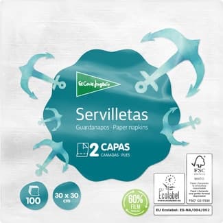 Servilletas blancas 2 capas 30x30 cm paquete 100 unidades -