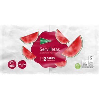 Servilletas blancas 2 capas 30x30 cm paquete 200 unidades -