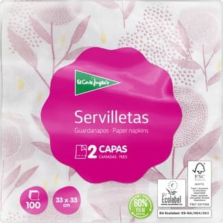 Servilletas decoradas 2 capas 33x33 cm paquete 100 unidades -