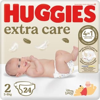 Pañales hipoalergénicos Extra Care con cuidado de la piel 4 en 1 talla 2 (3-6 kg) bolsa 24 unidades -