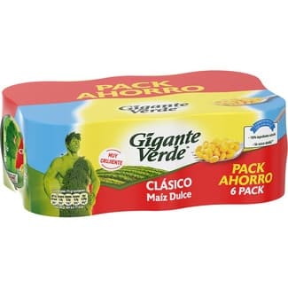 Maíz dulce en grano pack 6 latas 140 g neto escurrido -