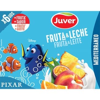 Bebida de zumo de frutas Mediterráneo con leche desnatada a partir de concentrado pack 6 briks 200 ml -