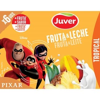 Bebida de zumo de frutas Tropical con leche desnatada a partir de concentrado pack 6 briks 200 ml -