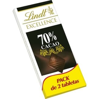 Chocolate negro 70 % cacao pack 2 tabletas 100 g -
