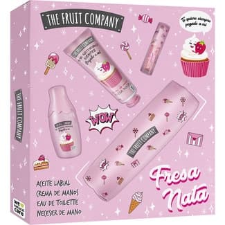 Fresa y Nata estuche con eau de toilette femenina + aceite labial + crema de manos + neceser de mano -
