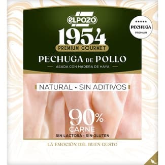 Edición 1954 Premium Gourmet pechuga de pollo asada con madera de haya natural sin aditivos en lonchas sin gluten sin lactosa envase 120 g -