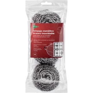 Estropajo metálico de acero inoxidable envase 3 unidades -