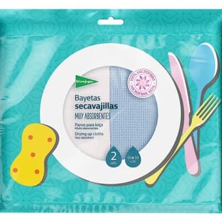 Bayetas microfibra secavajillas muy absorbentes 50x50cm bolsa 2 unidades -