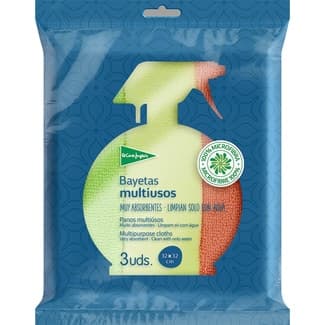 Bayetas microfibra multiusos muy absorbentes 32x32cm bolsa 3 unidades -