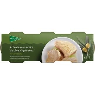 Atún claro en aceite de oliva virgen extra pack 3 lata 60 g neto escurrido -