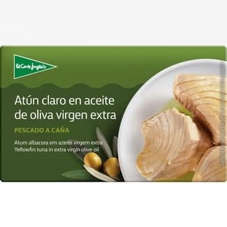 Atún claro en aceite de oliva virgen extra pescado a caña lata 82 g neto escurrido -
