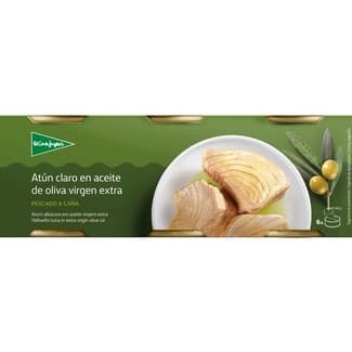 Atún claro en aceite en aceite de oliva virgen extra pescado a caña pack 6 lata 60 g neto escurrido -
