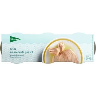 Atún en aceite de girasol pack 3 lata 60 g neto escurrido -
