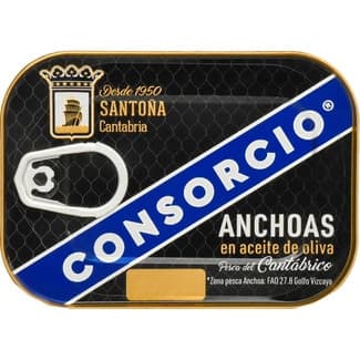 Filetes de anchoa en aceite de oliva pesca del Cantábrico lata 50 g neto escurrido -