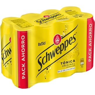 Tónica original con Quinina de origen natural con azúcar y edulcorantes pack 8 latas 33 cl -
