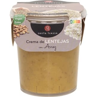 Crema de lentejas con arroz con AOVE 2 raciones sin lactosa vaso 400 ml -
