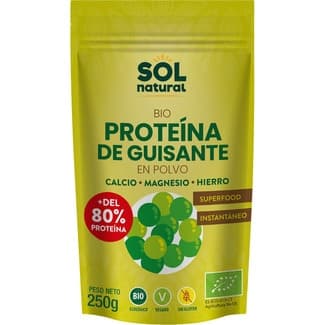 Bio proteína de guisante en polvo con calcio, magnesio e hierro ecológico y sin gluten bolsa 250 g -