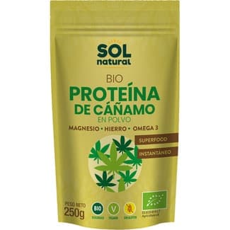 Bio proteína de cañamo en polvo con magnesio, hierro y omega 3 ecológica y sin gluten bolsa 250 g -