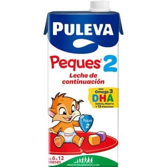 2 leche de continuación con omega 3, DHA, calcio y 13 vitaminas de 6 a 12 meses brik 1 l sin aceite de palma -