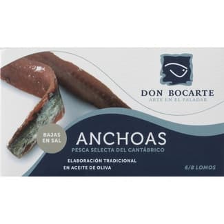 Anchoas pesca del Cantábrico bajas en sal 6-8 lomos lata 28 g -