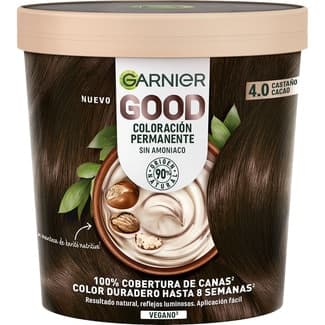 Good tinte Castaño Cacao nº 4.0 coloración permanente con manteca de karité tarro 1 unidad sin amoniaco -