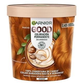 Good tinte Cobrizo Cúrcuma nº 7.43 coloración permanente con manteca de karité tarro 1 unidad sin amoniaco -