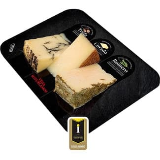 Tabla de quesos de oveja curado con trufa, curado y añejo al romero envase 300 g -