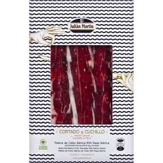 Paleta de cebo ibérica 50% raza ibérica en lonchas cortado a cuchillo envase 100 g -