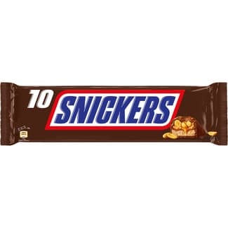 Barritas de chocolate con caramelo y cacahuetes 10 x 50g envase 500 g -