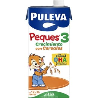 3 Crecimiento preparado lácteo con cereales, omega 3, DHA, calcio de 12 a 36 meses brik 1 l sin aceite de palma -