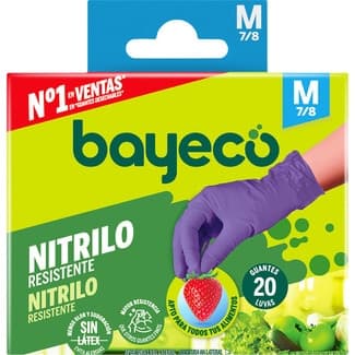 Guantes de nitrilo resistentes morados talla M caja 20 unidades -