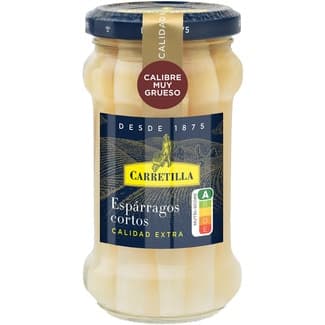 Espárragos blancos cortos muy gruesos 5-8 piezas frasco 110 g neto escurrido -