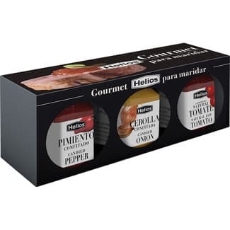 Pack de mermeladas Gourmet de pimiento, cebolla y tomate para maridar envase 135 g -