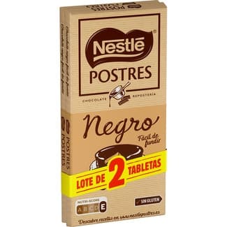 Chocolate negro para repostería fácil de fundir sin gluten pack 2 tabletas 200 g -