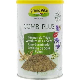 Combi Plus germen de trigo, levadura de cerveza, lino germinado, lecitina de soja y polen lata 450 g sin lactosa -
