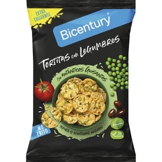 Tortitas con legumbres con guisantes, tomate y aceitunas negras sin gluten bolsa 60 g -
