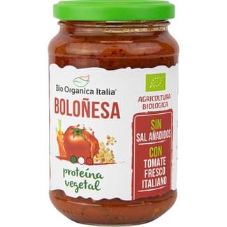 Salsa boloñesa con proteína vegetal ecológica frasco 325 ml -