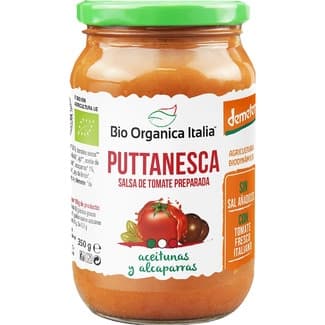 Salsa Putanesca con aceitunas y alcaparras ecológica frasco 325 ml -